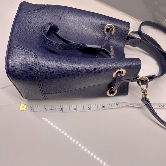 Furla Women's Stacy Mini Drawstring Bucket Bag Blue/Navy - Picture 4 of 16